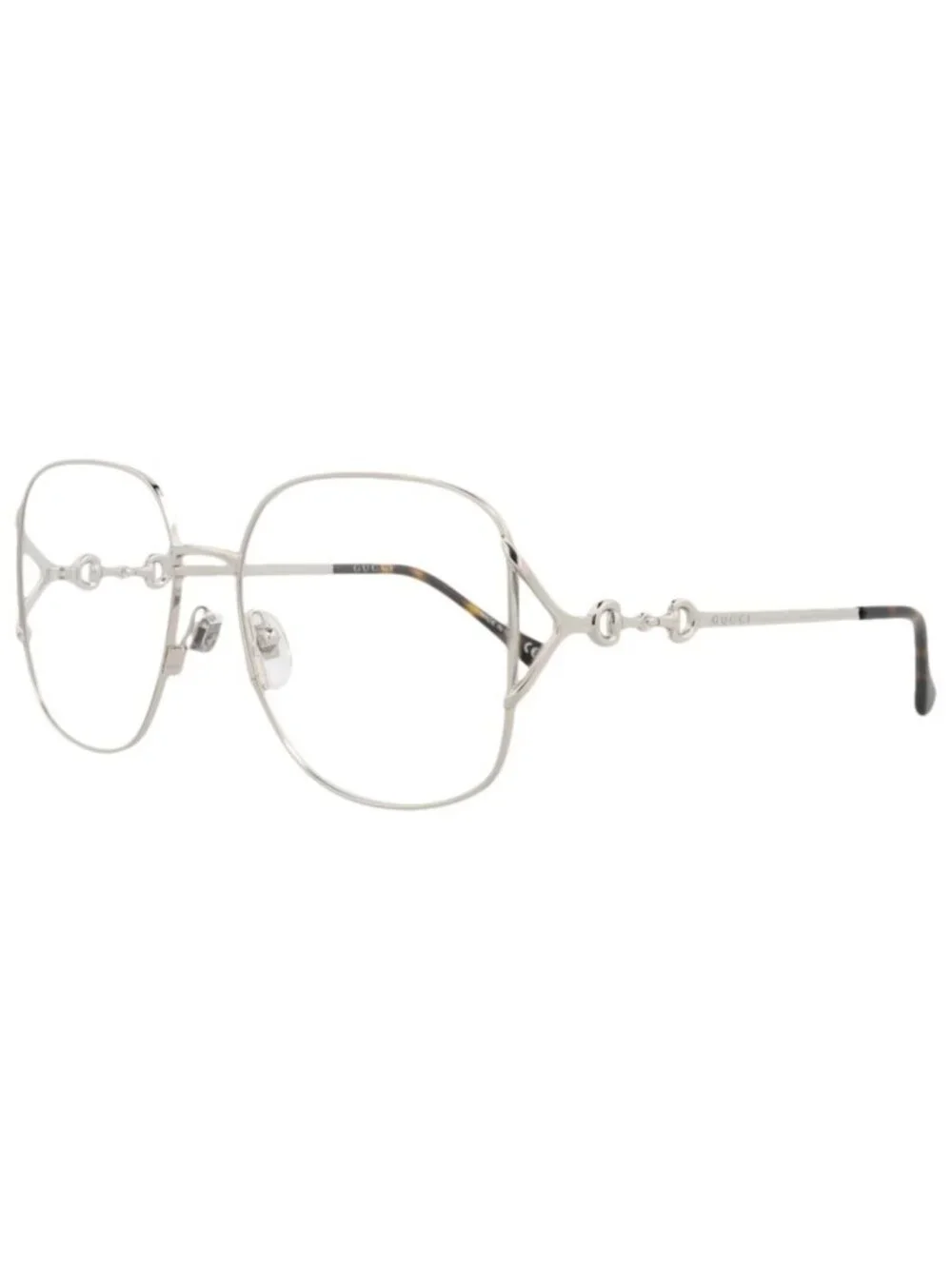 New Gucci Women's Eyeglasses Square Rectangle Metal Frame Silver Silver